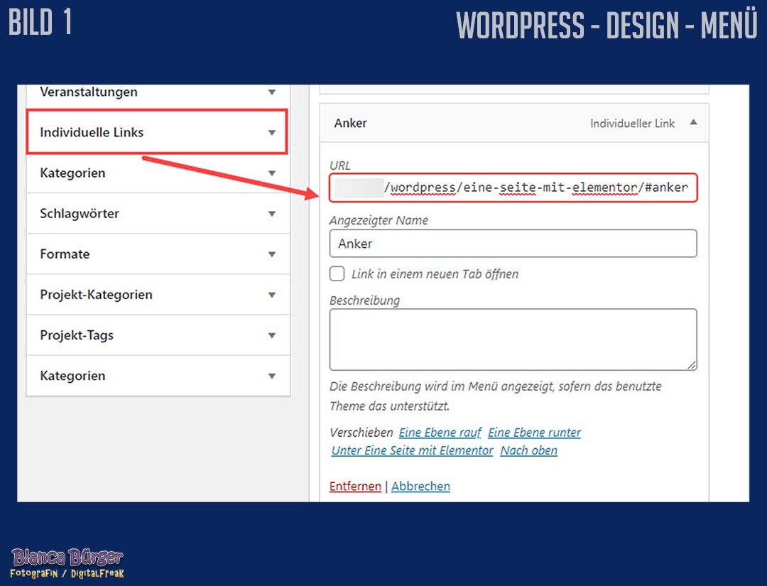 Anker bei WordPress 6