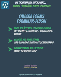 Formular-Plugin Caldera Forms wird zum 31.12.2021 eingestellt! 2