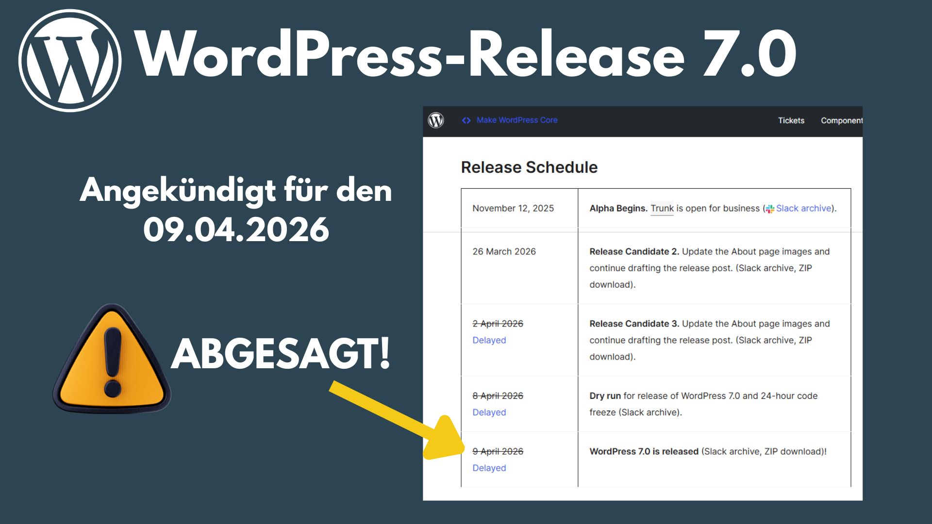 WordPress-Release 7.0 abgesagt! 1